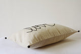 "Love" Pillow , Hand Embroidery on Natural Ecru Cotton Linen Cushion Cover