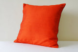 Dark Orange Dupioni Silk & Natural Linen Reversible Pillow Cover